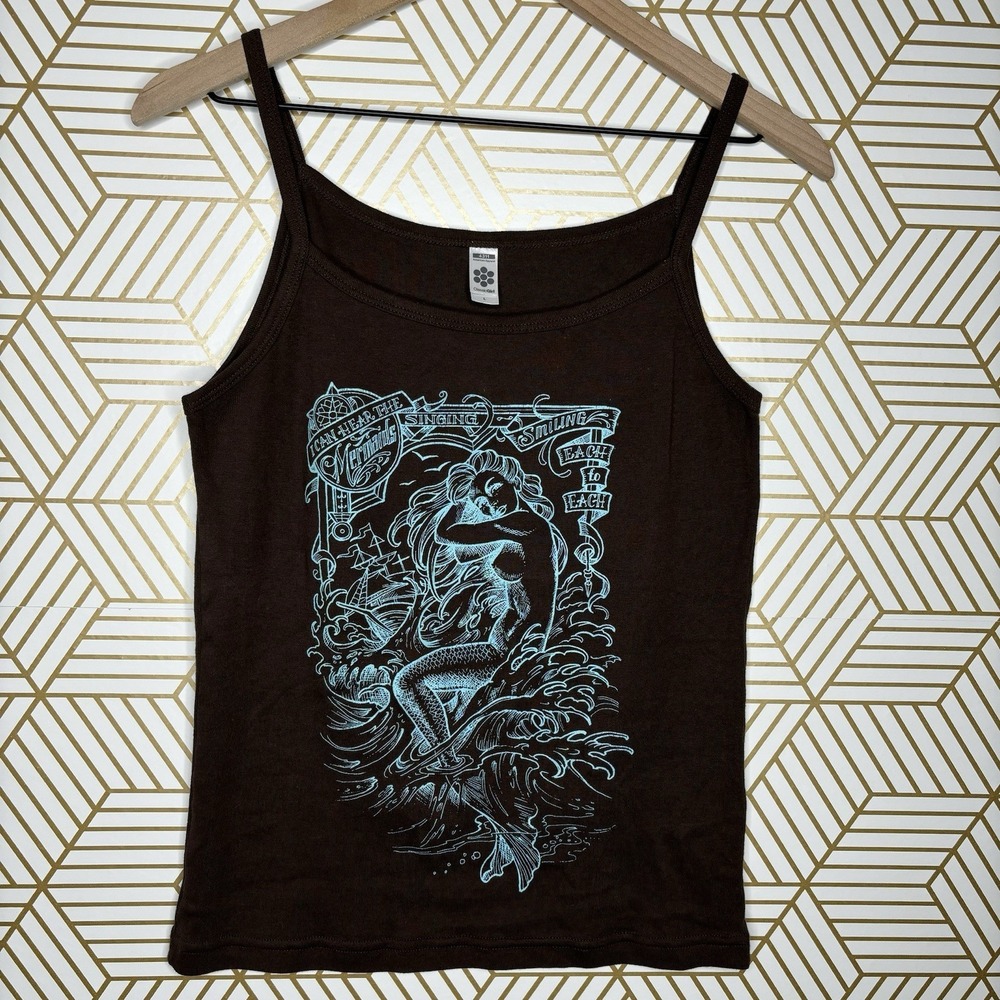 hannah aitchison Tattoo Artist Mermaid Brown Graphic Tank Top Large Chicago